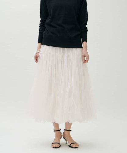 雙層褶皺蓬鬆網紗裙