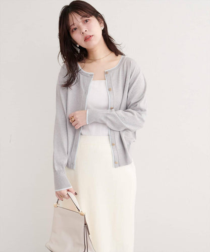 拼色金色紐釦針織開衫