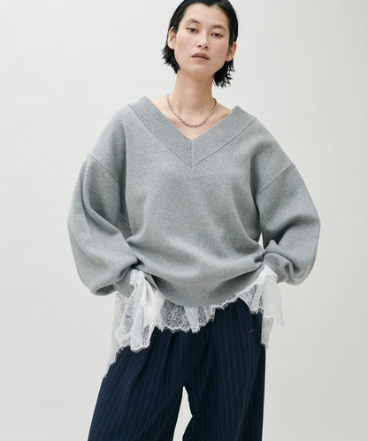 前後兩穿下襬蕾絲吊帶襯衫