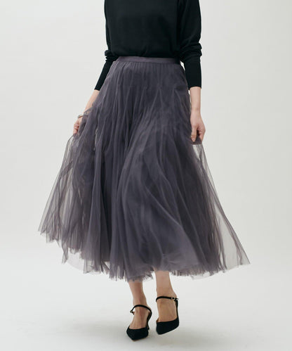 雙層褶皺蓬鬆網紗裙