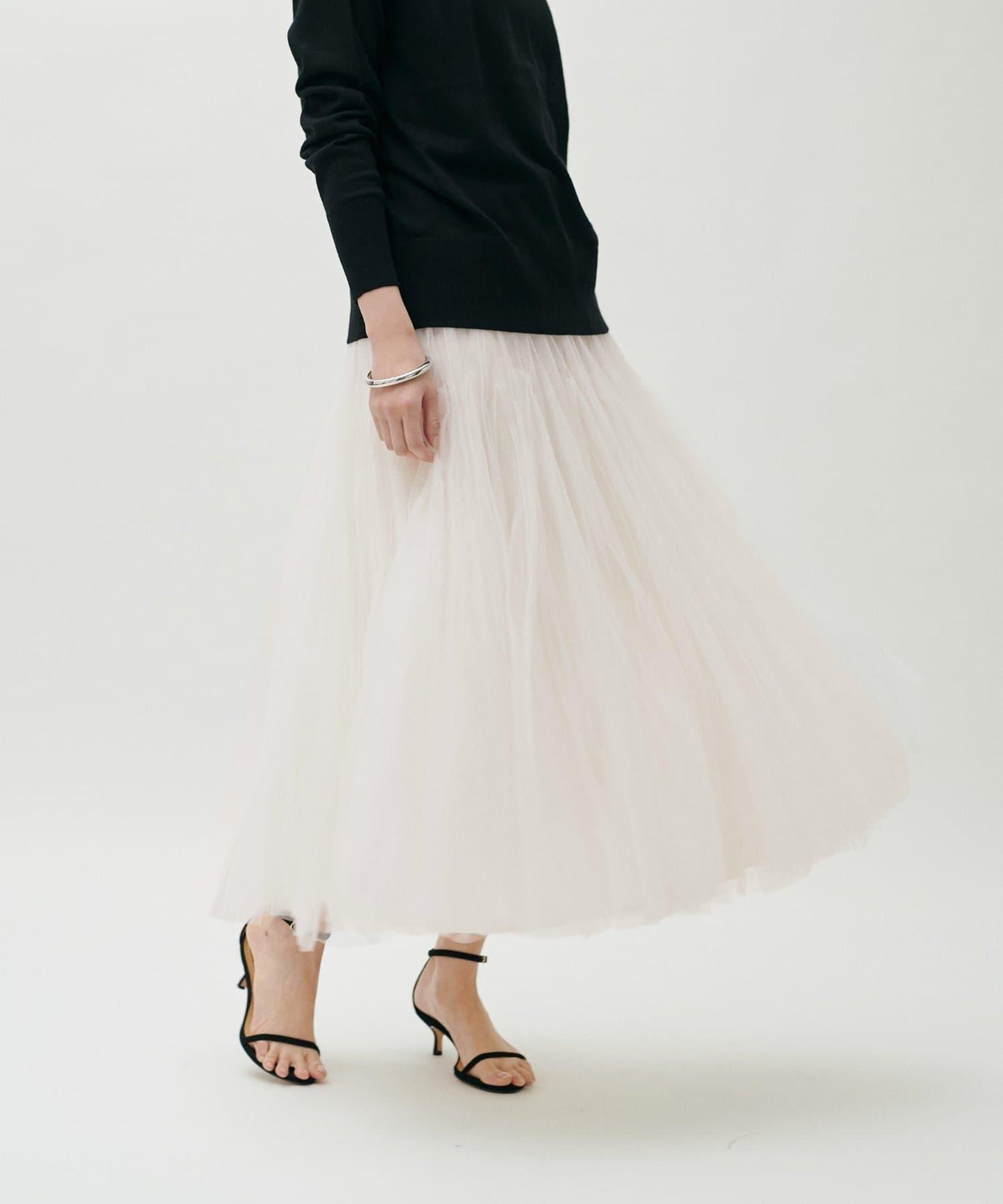 雙層褶皺蓬鬆網紗裙