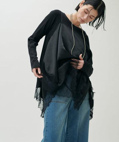 前後兩穿下襬蕾絲吊帶襯衫