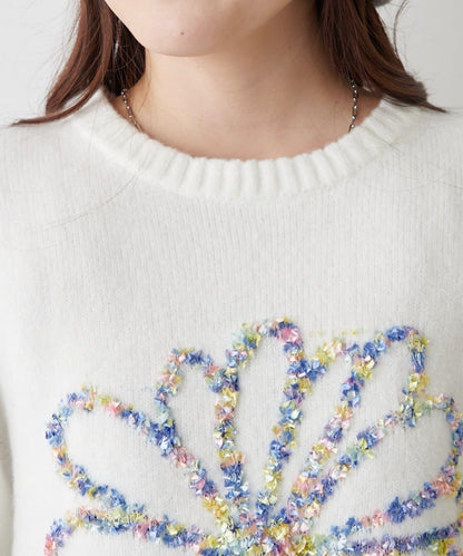 花卉提花針織毛衣