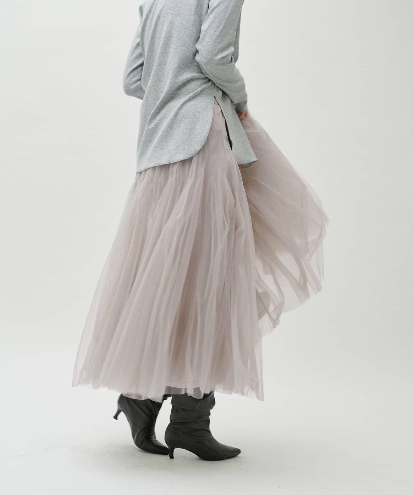 雙層褶皺蓬鬆網紗裙