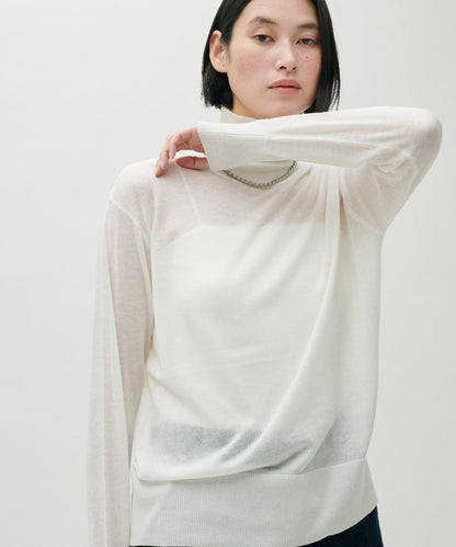 透視高領羊毛混紡針織套頭衫