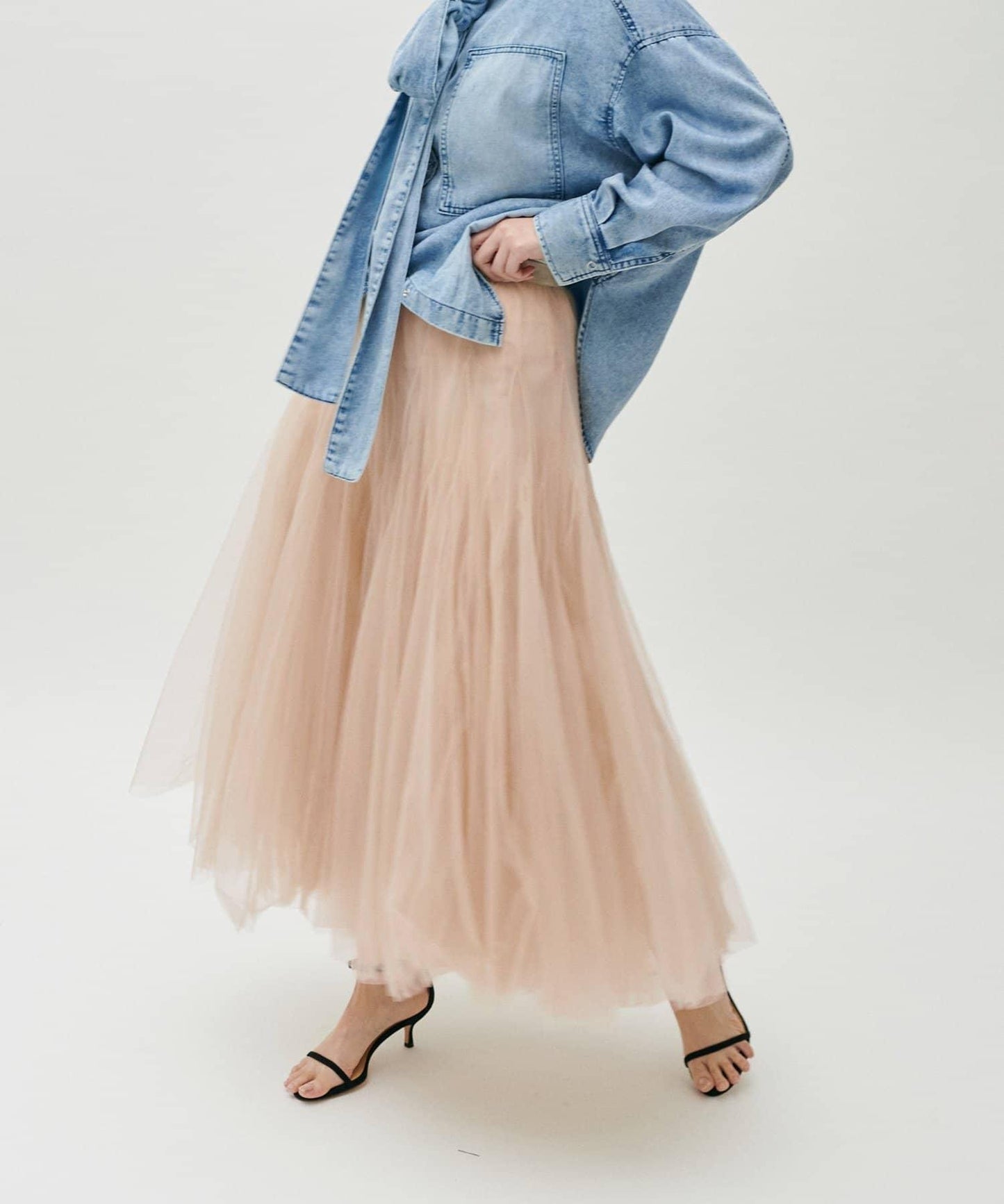 雙層褶皺蓬鬆網紗裙