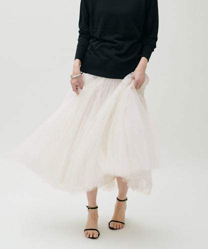 雙層褶皺蓬鬆網紗裙