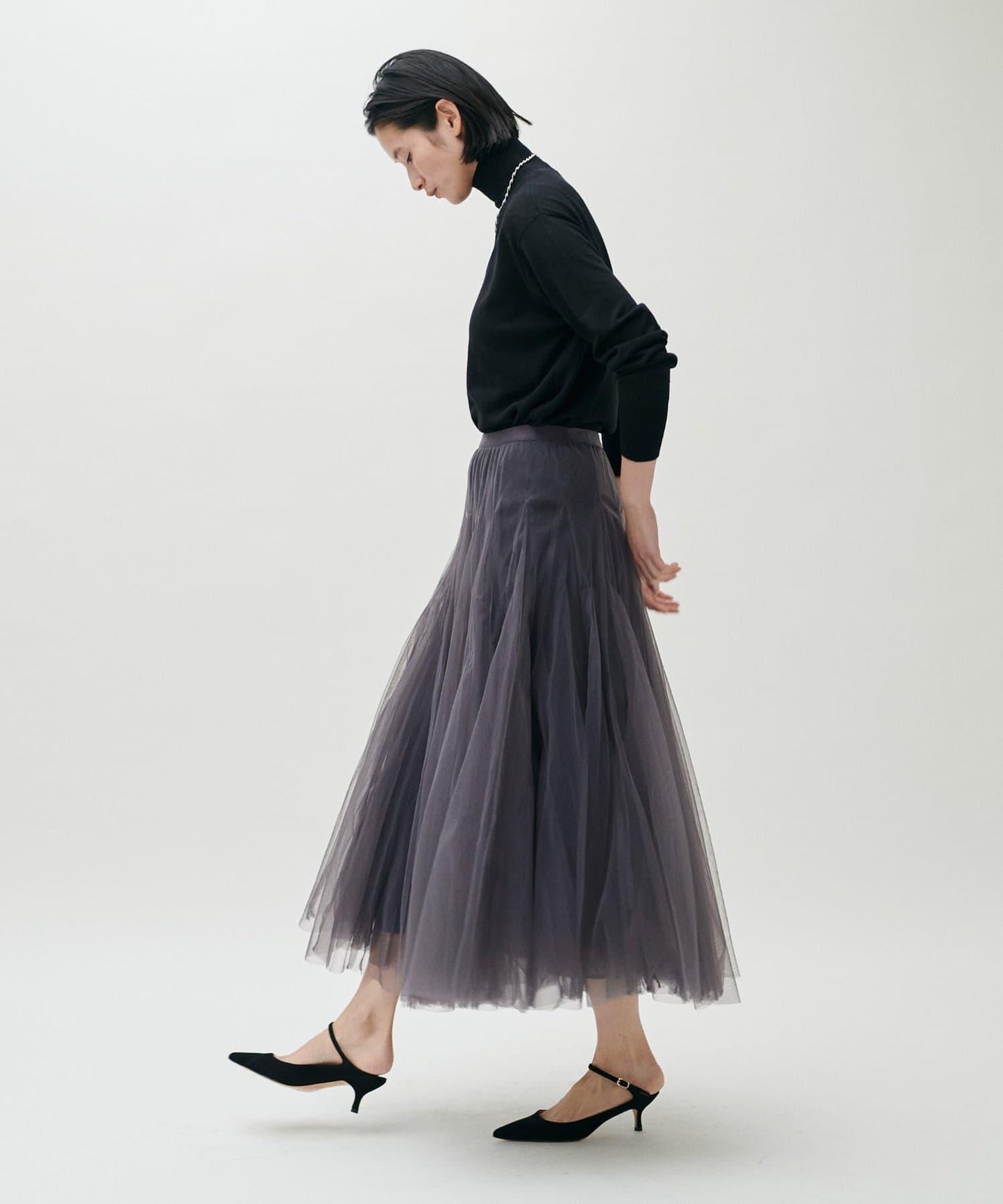 雙層褶皺蓬鬆網紗裙
