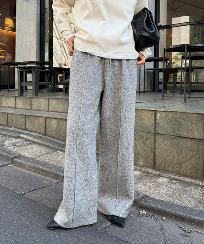 粗花呢羊毛休閒褲