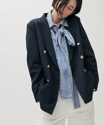 蝴蝶結大口袋牛仔襯衫