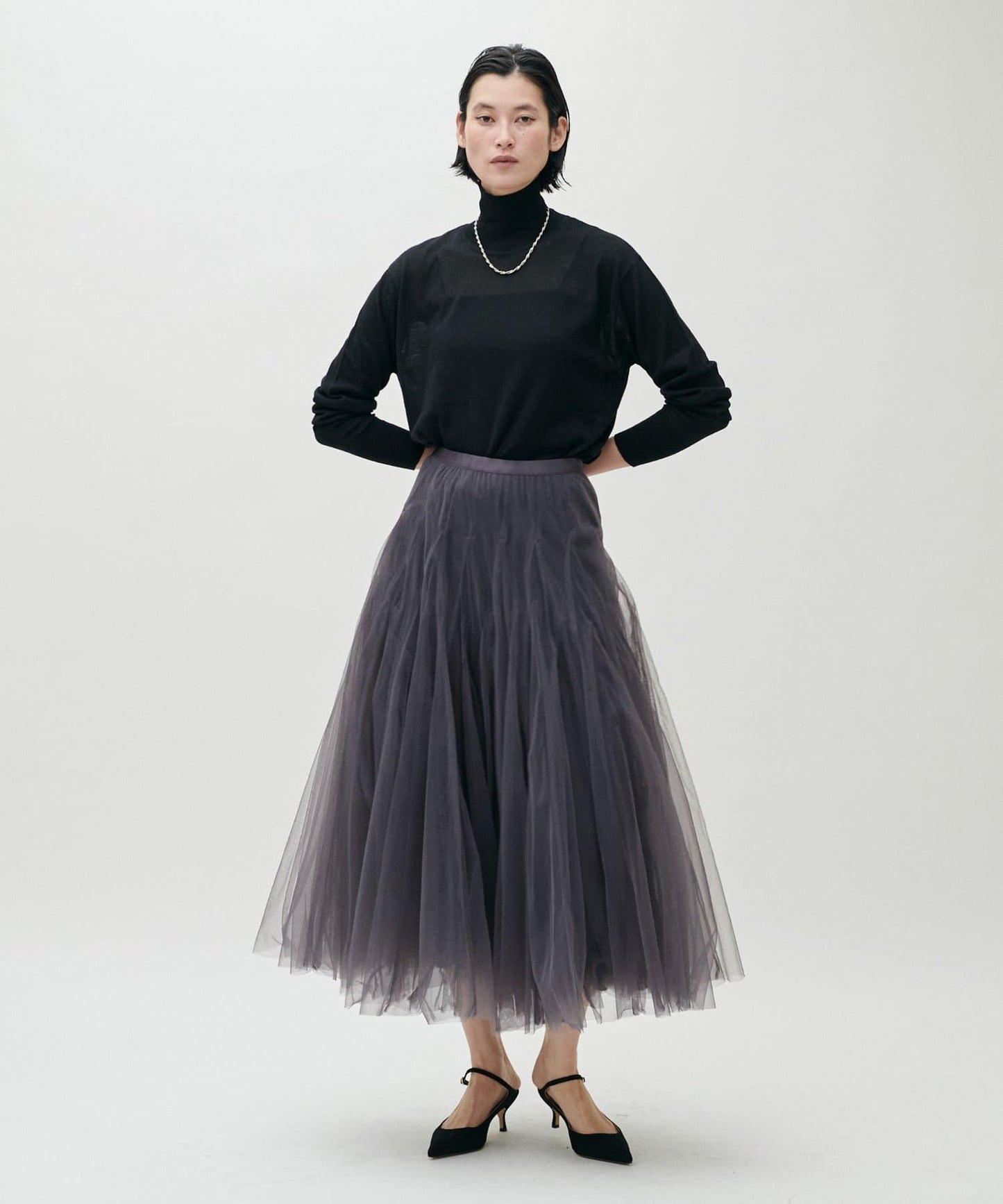 雙層褶皺蓬鬆網紗裙