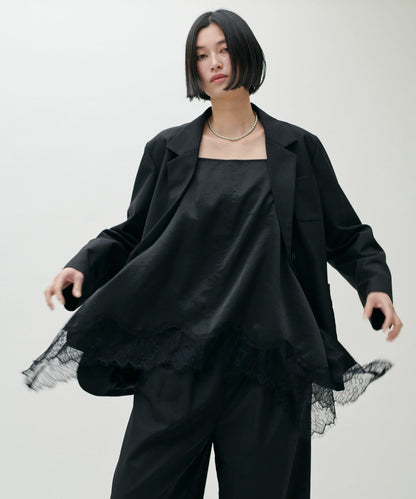 前後兩穿下襬蕾絲吊帶襯衫