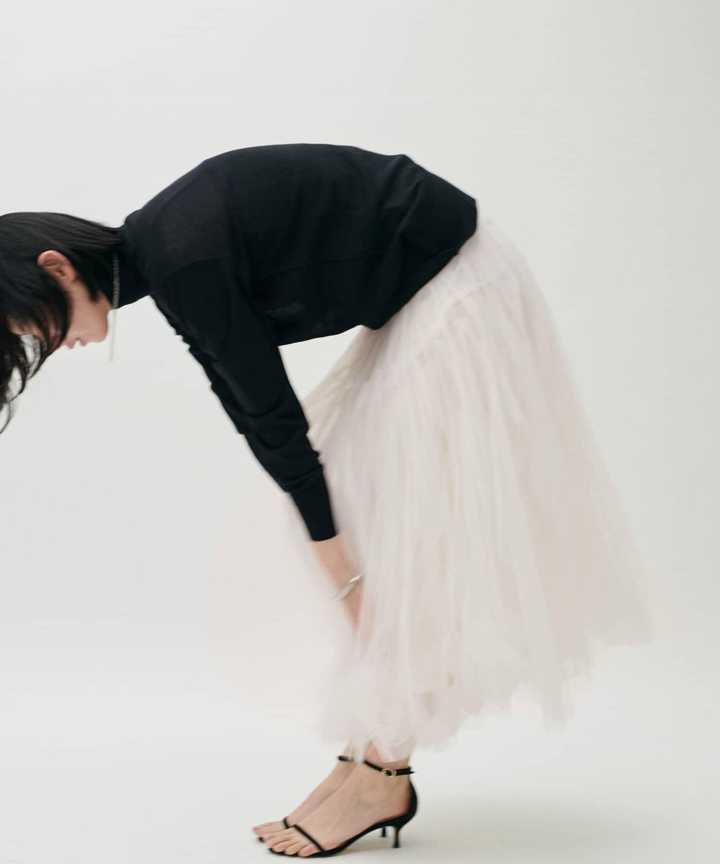 雙層褶皺蓬鬆網紗裙