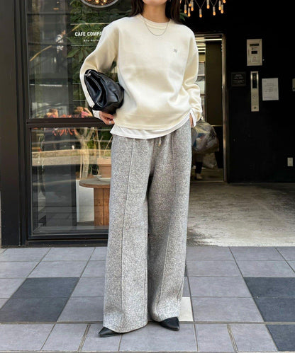 粗花呢羊毛休閒褲