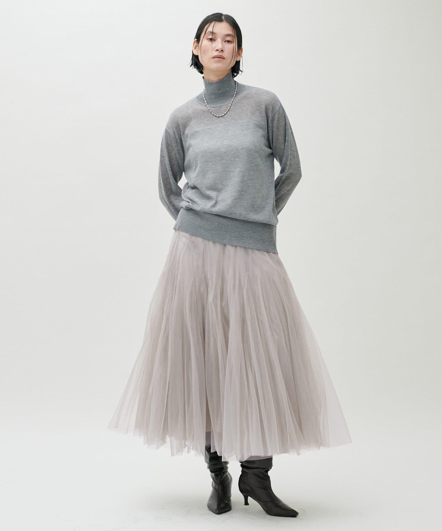 雙層褶皺蓬鬆網紗裙