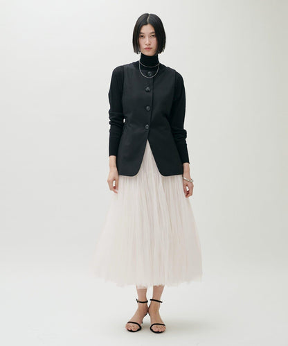 雙層褶皺蓬鬆網紗裙