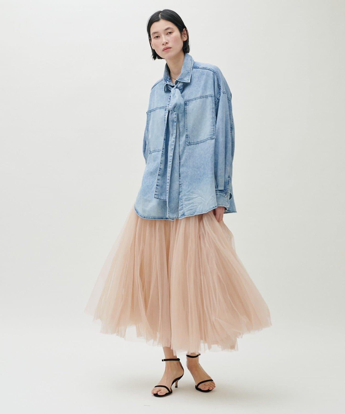 雙層褶皺蓬鬆網紗裙