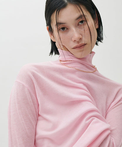 透視高領羊毛混紡針織套頭衫