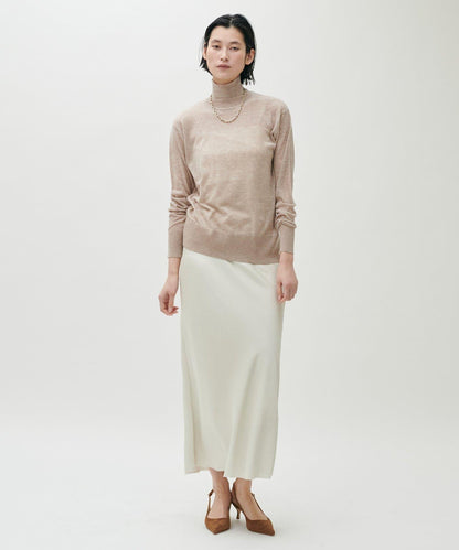 透視高領羊毛混紡針織套頭衫