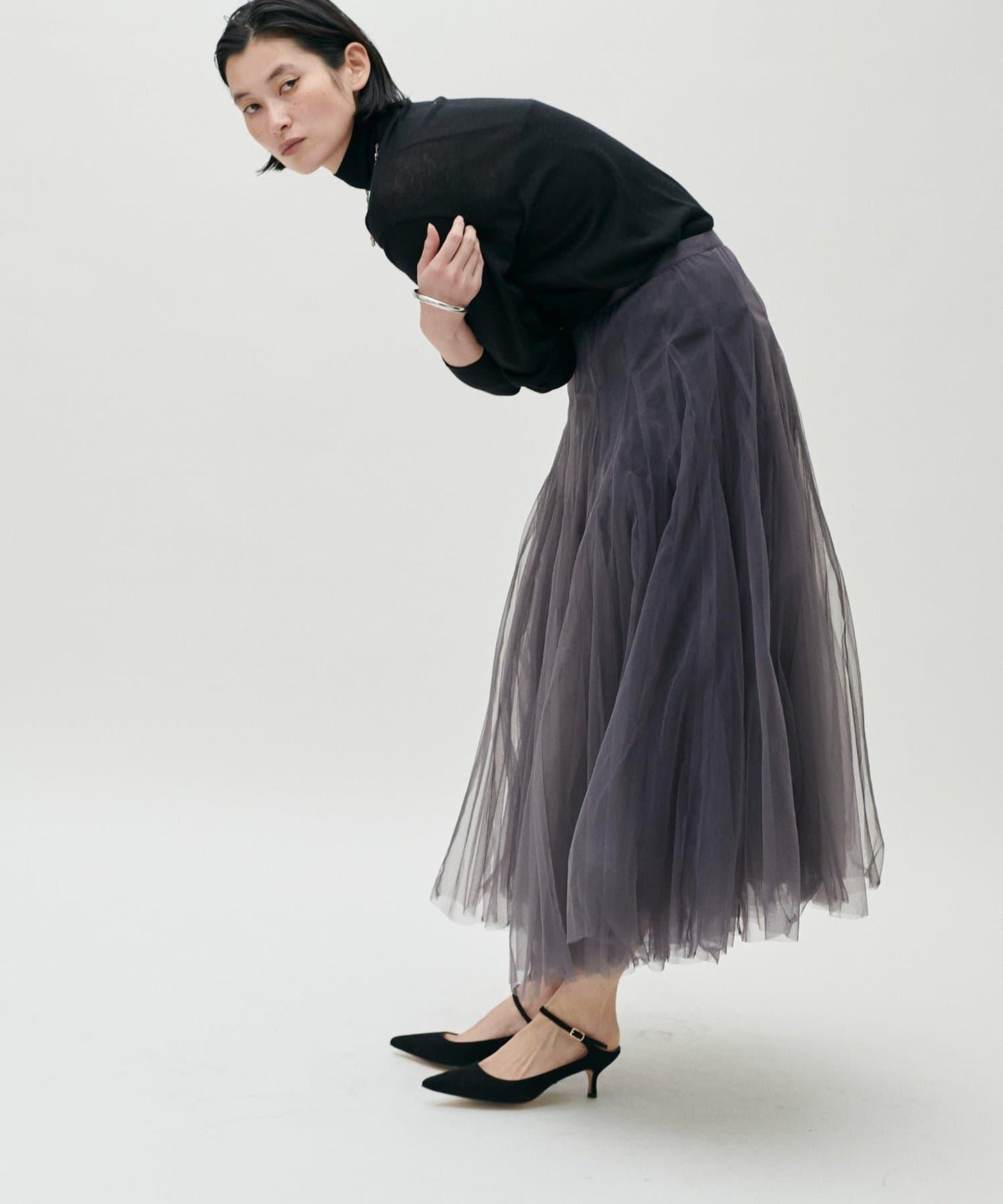 雙層褶皺蓬鬆網紗裙