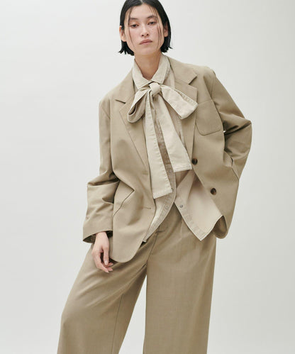 蝴蝶結大口袋牛仔襯衫