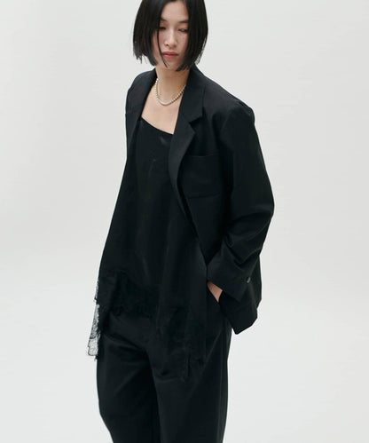 前後兩穿下襬蕾絲吊帶襯衫