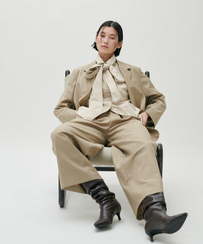 蝴蝶結大口袋牛仔襯衫