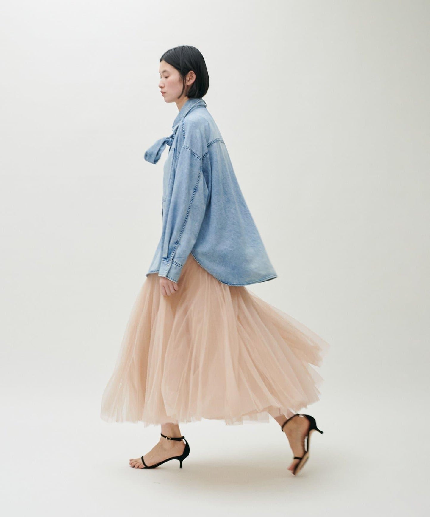 雙層褶皺蓬鬆網紗裙