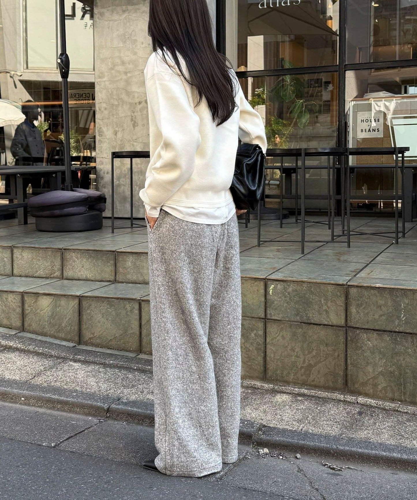 粗花呢羊毛休閒褲