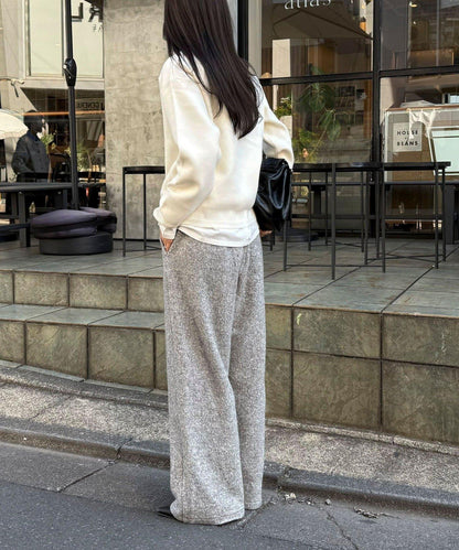 粗花呢羊毛休閒褲