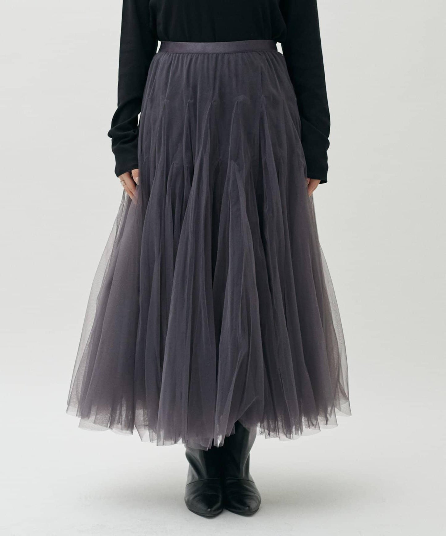 雙層褶皺蓬鬆網紗裙