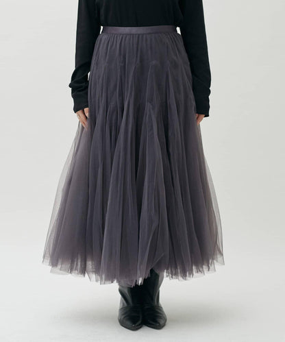 雙層褶皺蓬鬆網紗裙