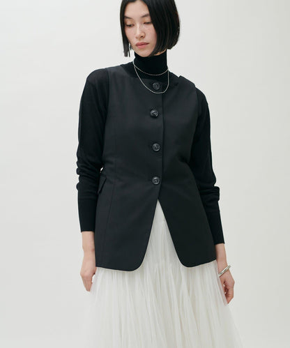 透視高領羊毛混紡針織套頭衫