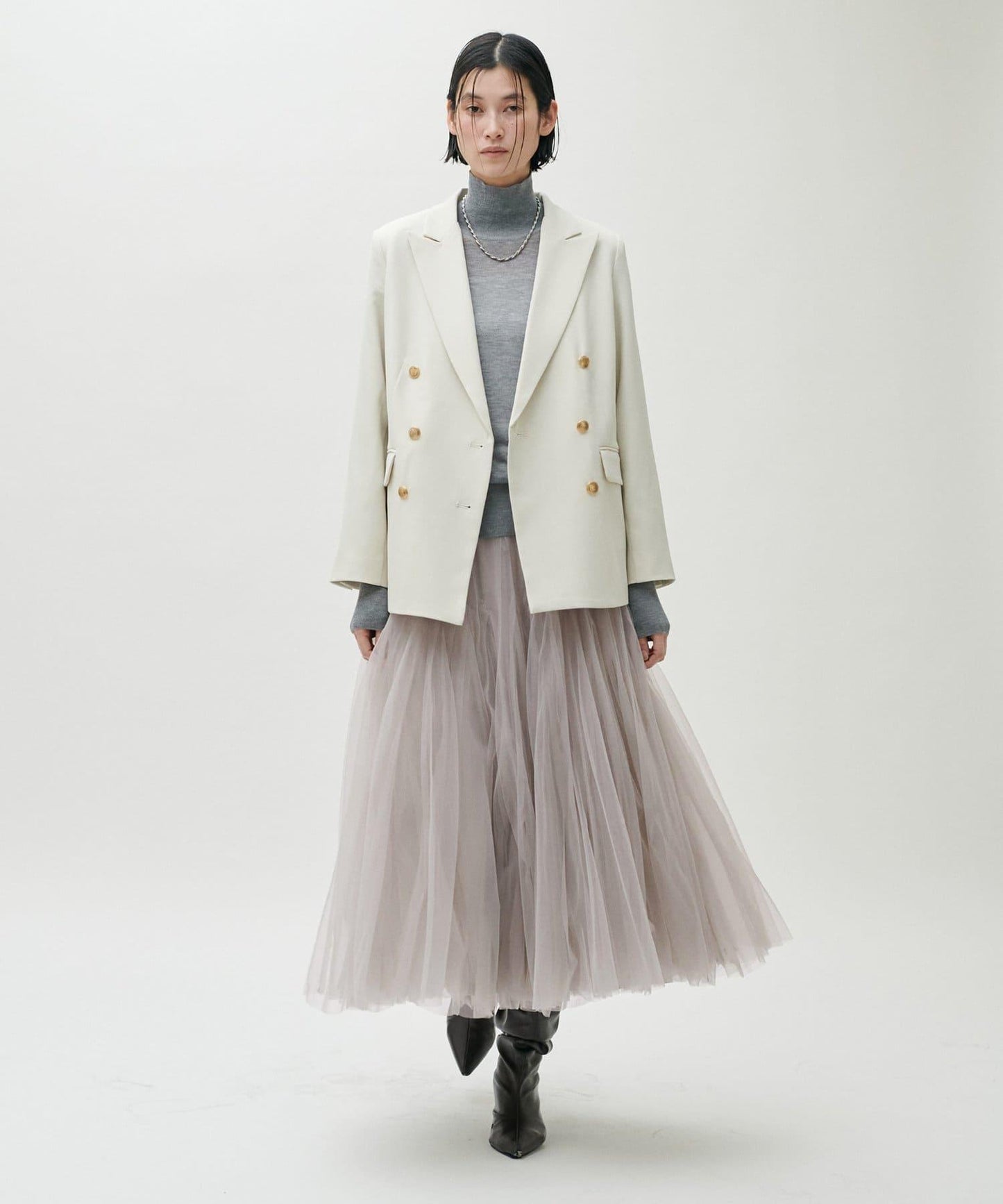 雙層褶皺蓬鬆網紗裙