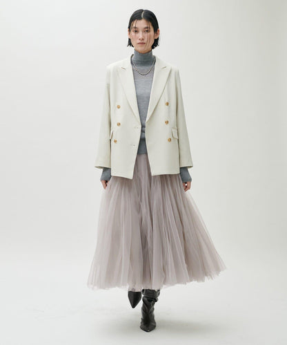 雙層褶皺蓬鬆網紗裙