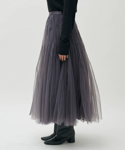 雙層褶皺蓬鬆網紗裙