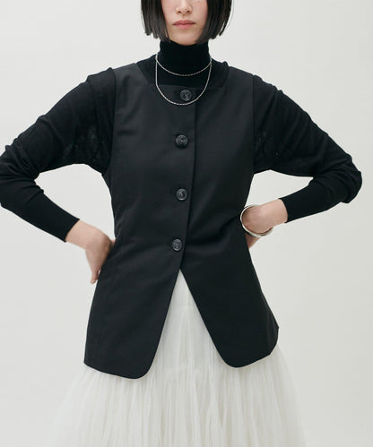 透視高領羊毛混紡針織套頭衫