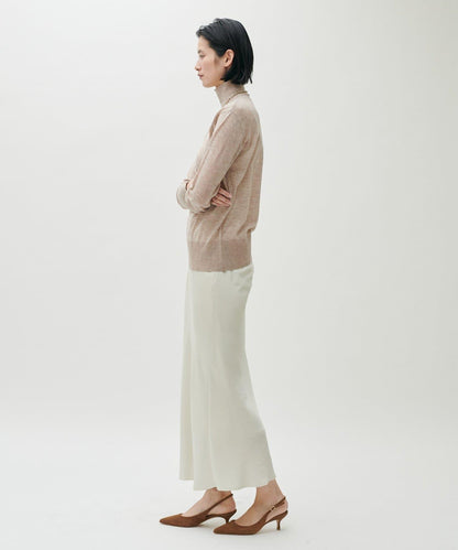 透視高領羊毛混紡針織套頭衫