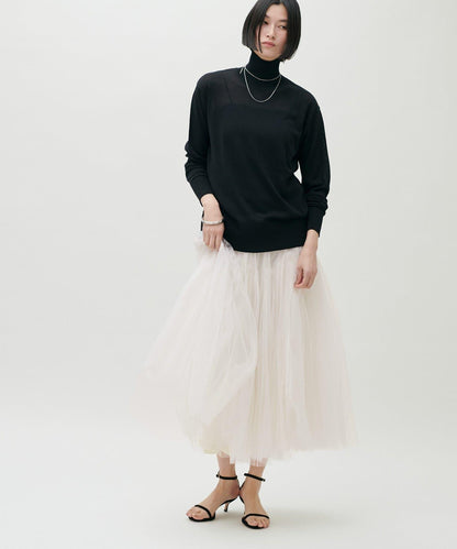 雙層褶皺蓬鬆網紗裙