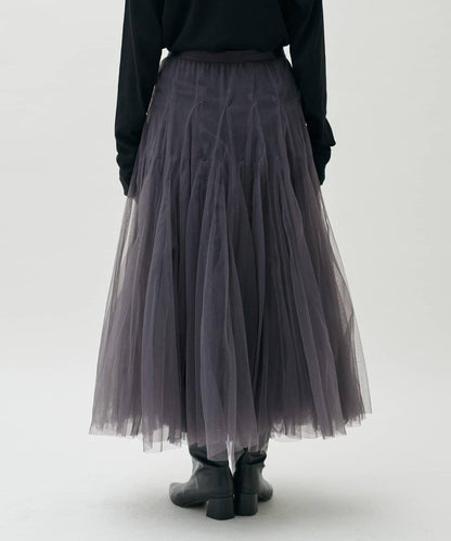 雙層褶皺蓬鬆網紗裙