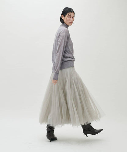 透視高領羊毛混紡針織套頭衫