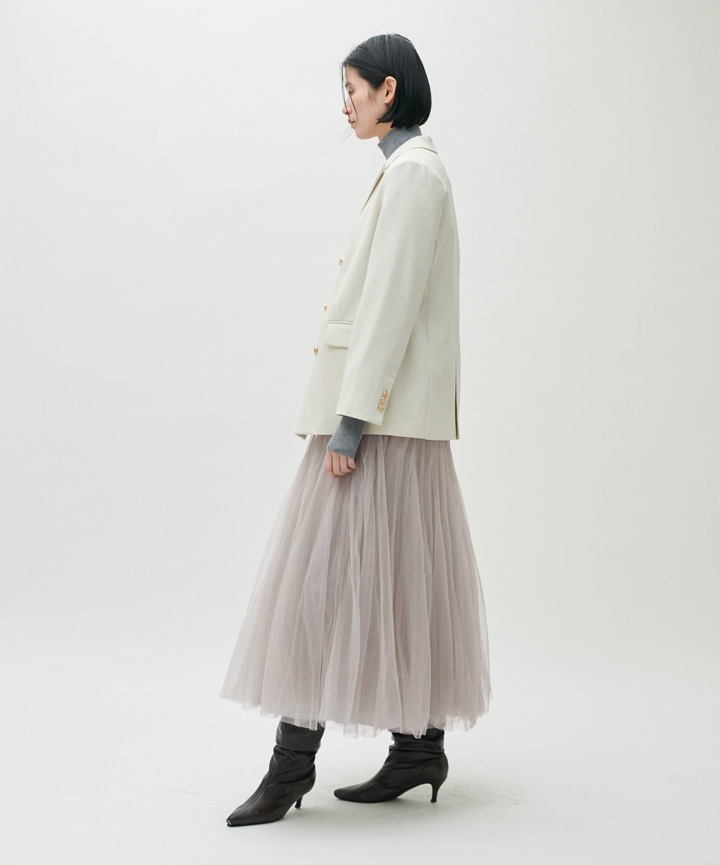 雙層褶皺蓬鬆網紗裙