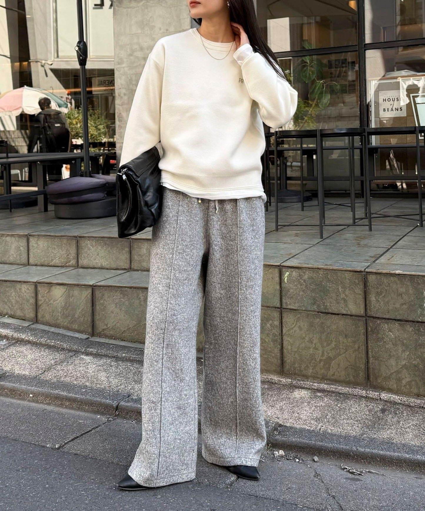 粗花呢羊毛休閒褲