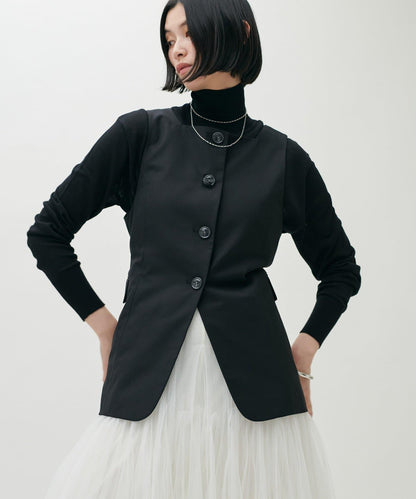 透視高領羊毛混紡針織套頭衫