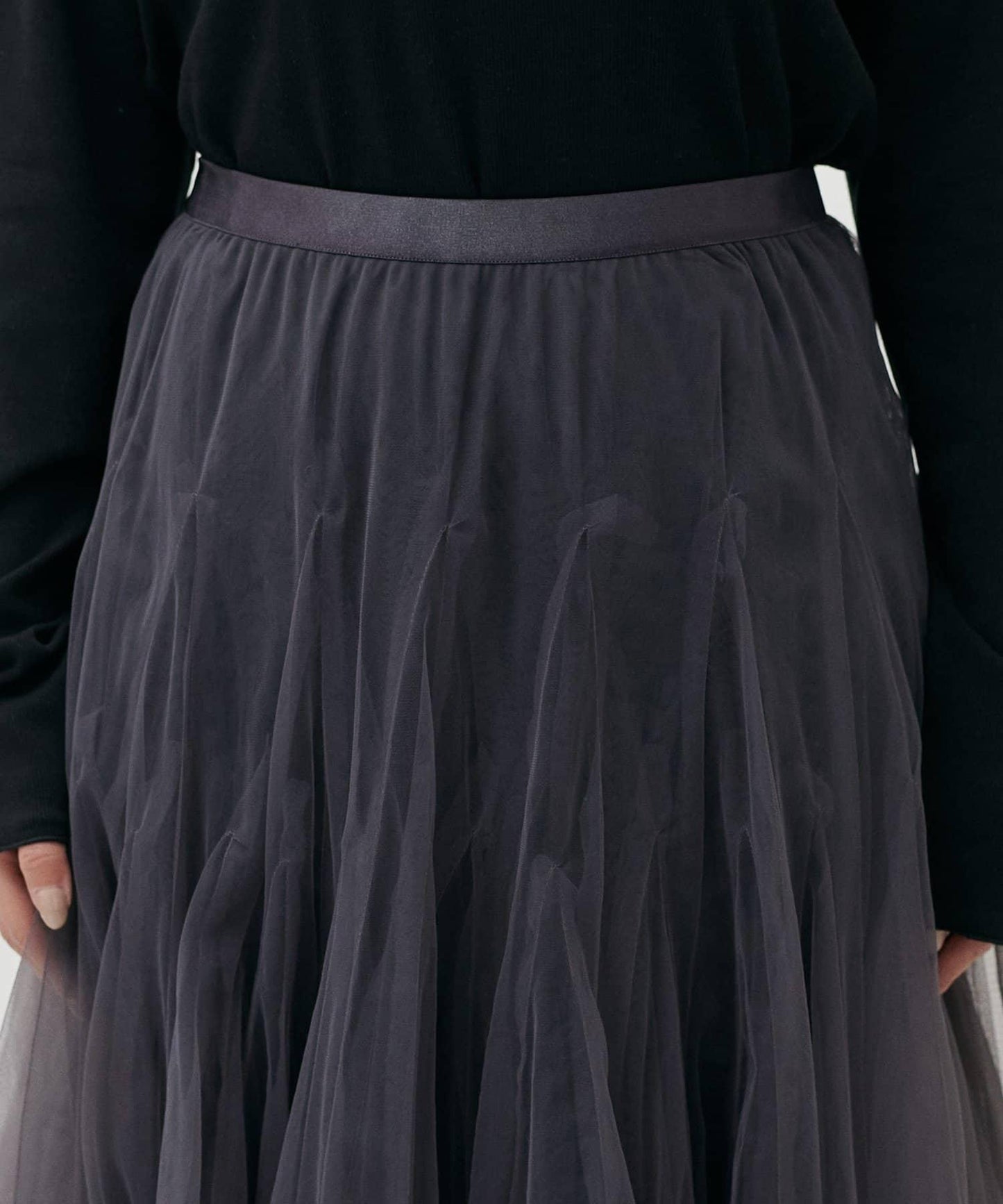 雙層褶皺蓬鬆網紗裙