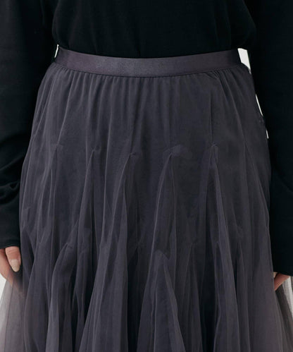 雙層褶皺蓬鬆網紗裙