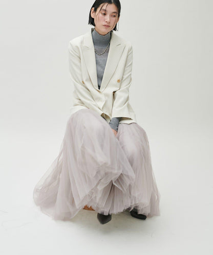 雙層褶皺蓬鬆網紗裙