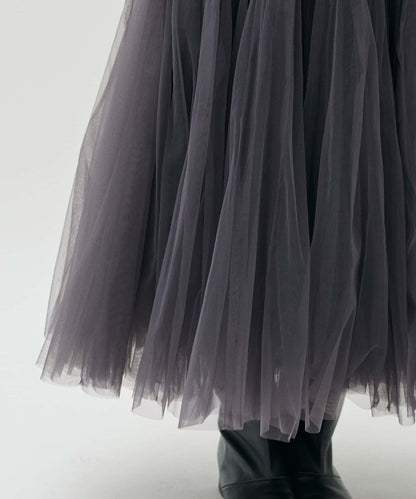 雙層褶皺蓬鬆網紗裙