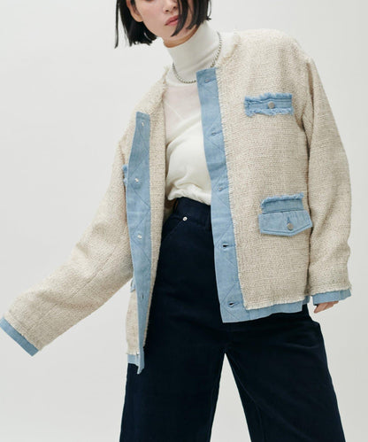 透視高領羊毛混紡針織套頭衫