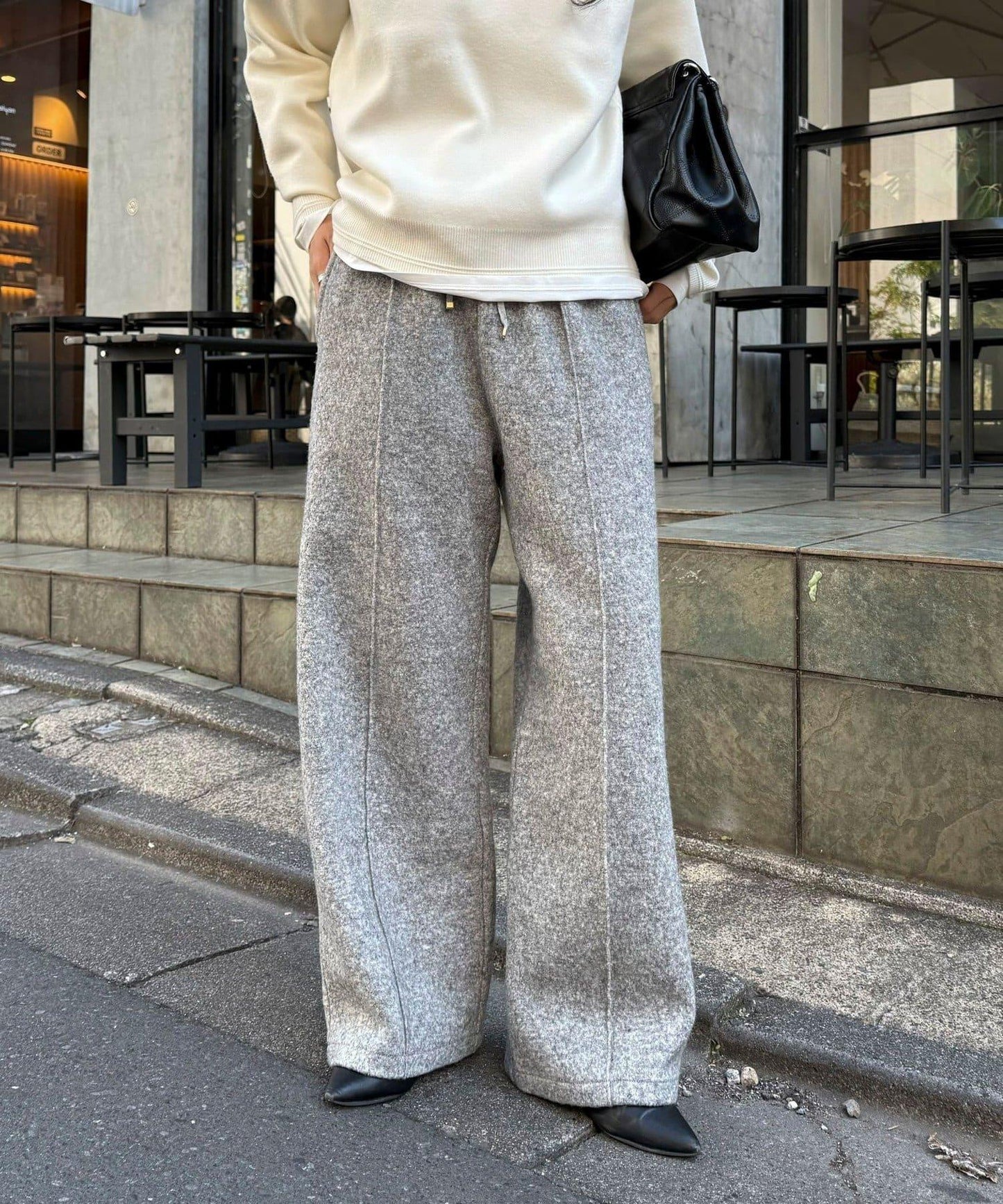 粗花呢羊毛休閒褲